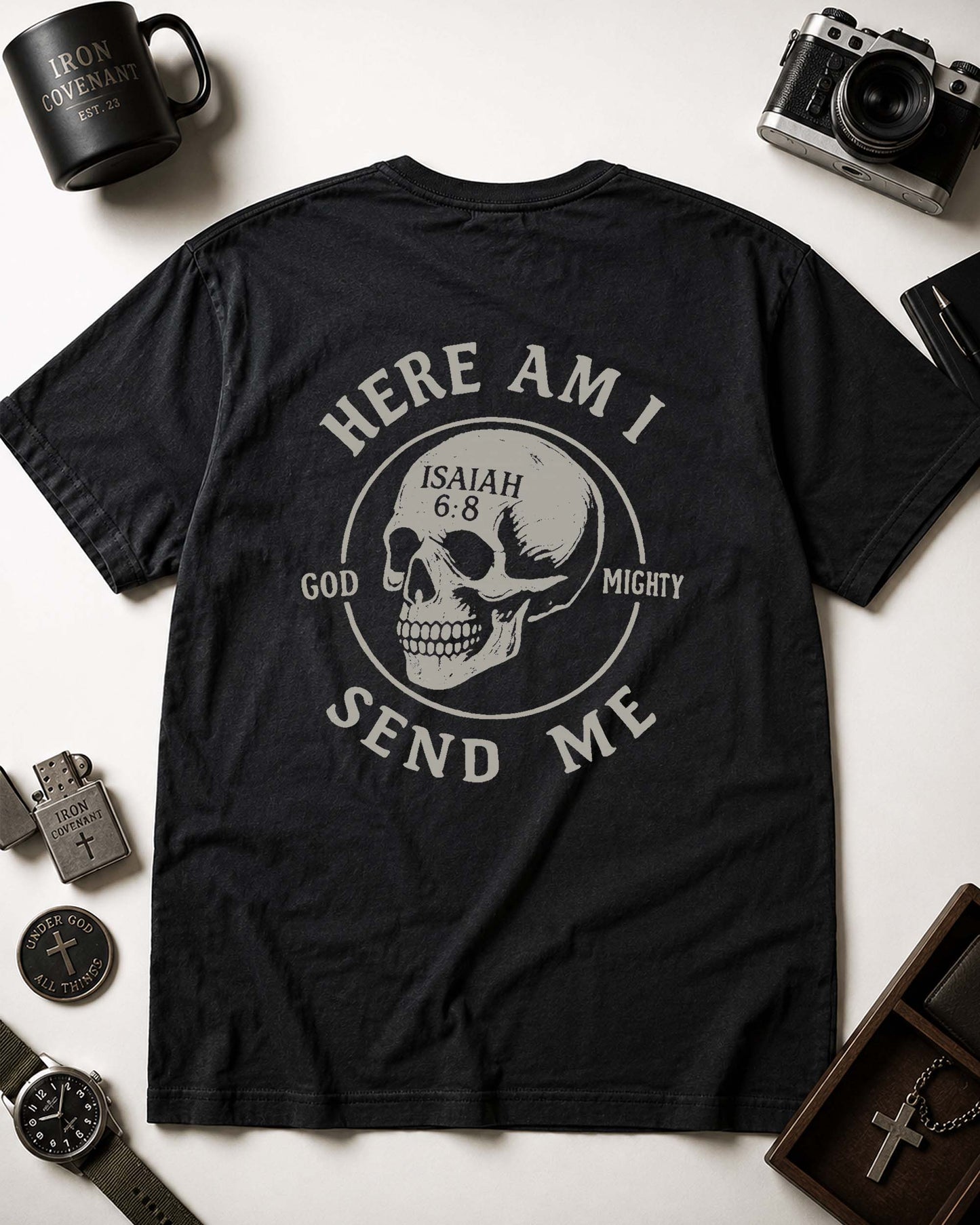 Here Am I Send Me Shirt, Christian Skull Tee, Isaiah 6:8 Faith Shirt