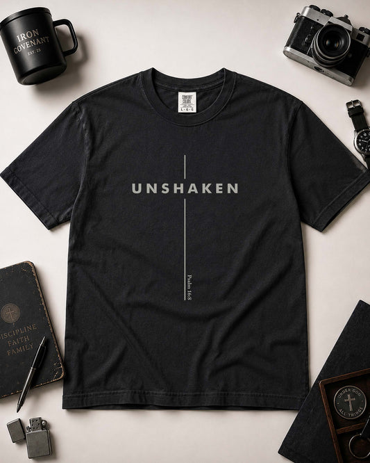 Unshaken Shirt, Christian Faith Tee, Psalm 16:8 Scripture Shirt