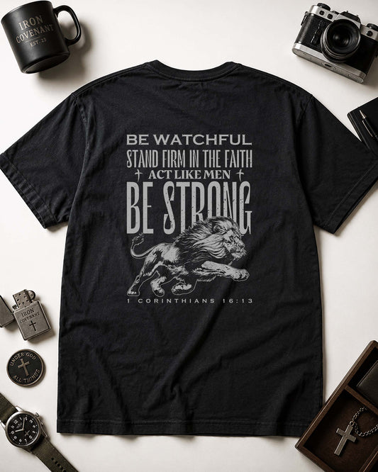Be Watchful Stand Firm Shirt, Christian Lion Tee, 1 Corinthians 16:13 Faith Shirt