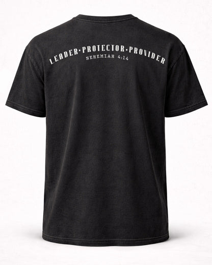 Leader. Protector. Provider. Back Print | Nehemiah 4:14 Christian Men’s Tee