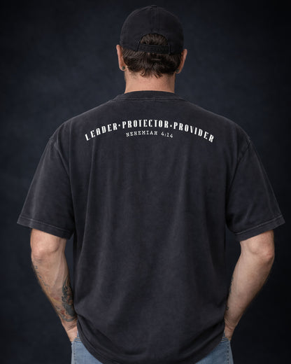 Leader. Protector. Provider. Back Print | Nehemiah 4:14 Christian Men’s Tee
