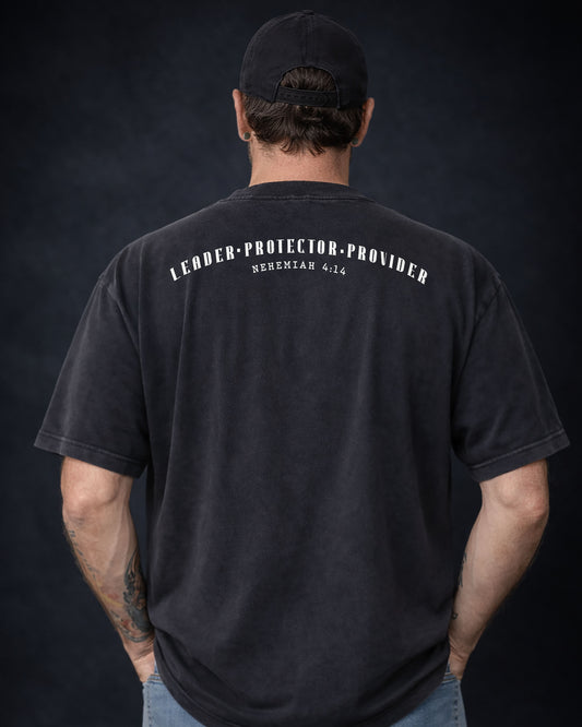 Leader. Protector. Provider. Back Print | Nehemiah 4:14 Christian Men’s Tee
