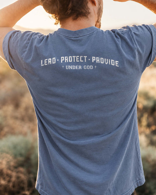 Lead. Protect. Provide. Under God – Men’s Christian T-Shirt