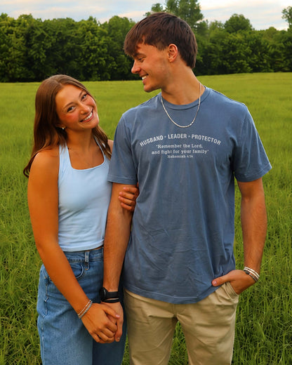 Husband • Leader • Protector | Nehemiah 4:14 Christian Men's T-Shirt