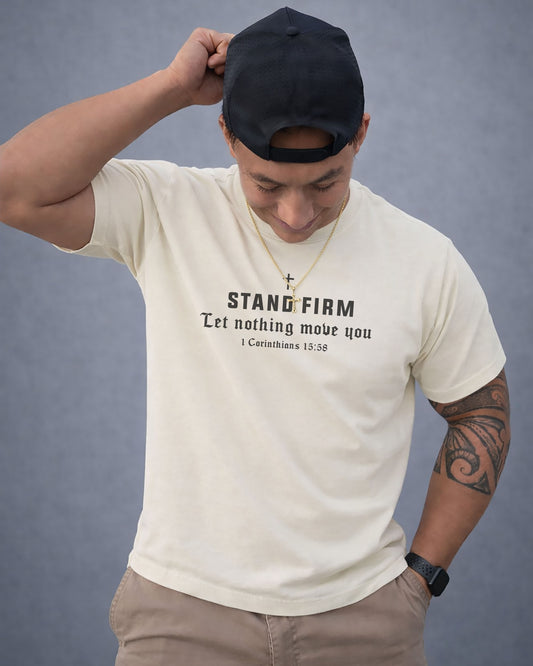 Stand Firm – 1 Corinthians 15:58 T Shirt for Men