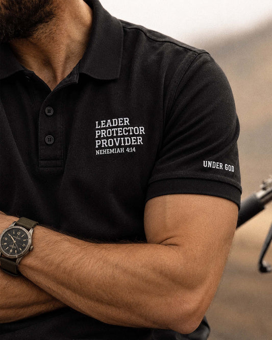 Leader Protector Provider -Nehemiah 4:14 - Signature Heavyweight Piqué Polo