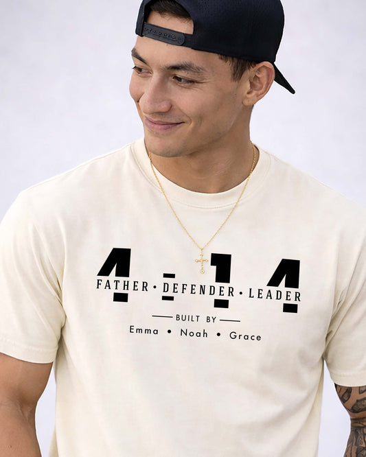 Personalized Father Defender Leader Shirt – Custom Kids Names Christian Dad Tee | Nehemiah 4:14 Gift for Father