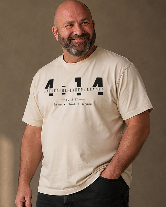 Personalized Father Defender Leader Shirt – Custom Kids Names Christian Dad Tee | Nehemiah 4:14 Gift for Father