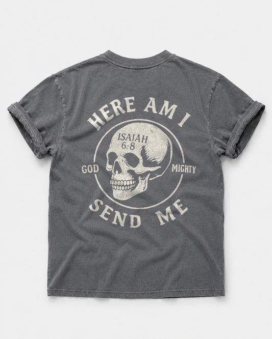 Here Am I Send Me Shirt, Christian Skull Tee, Isaiah 6:8 Faith Shirt