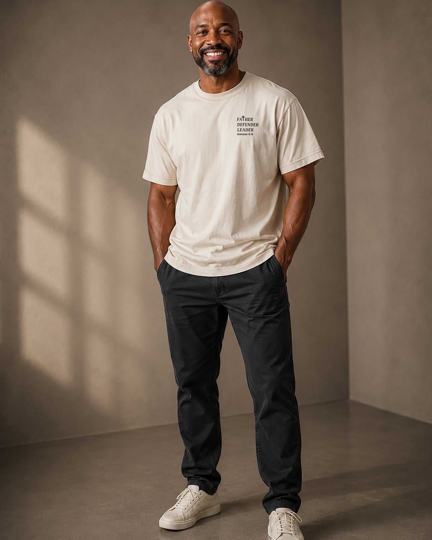 Christian Shirt for Men  - Leader. Protector . Provider  Nehemiah 4:14 - Father's Day Gift - Minimal Left Chest T-Shirt