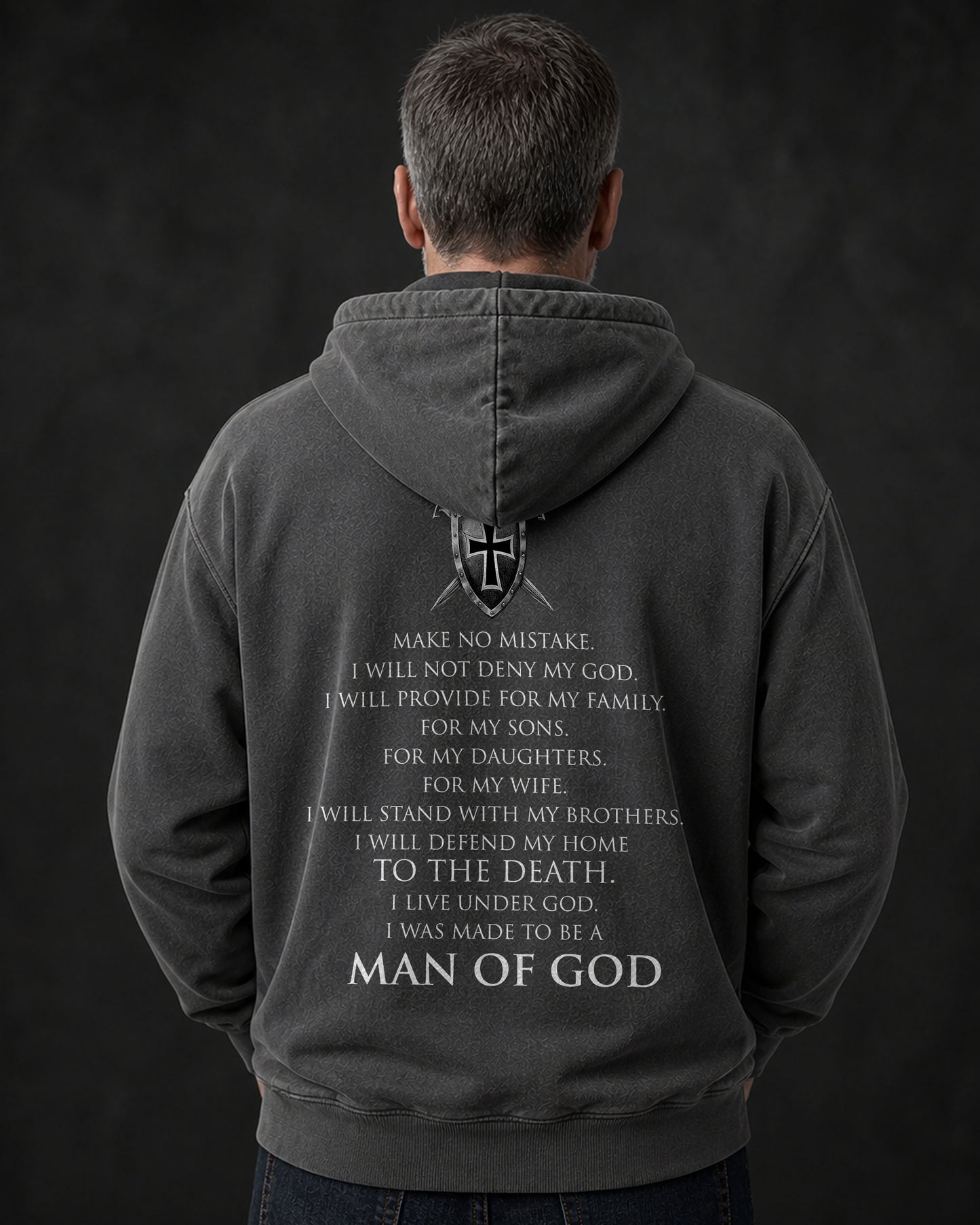 Make No Mistake — Man of God Premium Hoodie - Nehemiah 4:14 Inspired