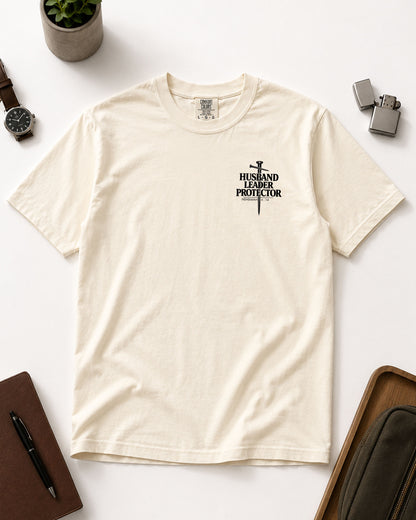 Husband • Leader • Protector Christian T-Shirt – Nehemiah 4:14 | Heavyweight Faith Tee for Men