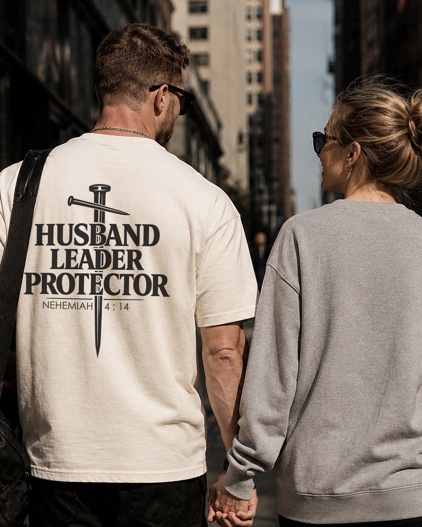 Husband • Leader • Protector | Nehemiah 4:14 Christian Men's T-Shirt