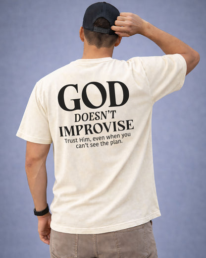 God Doesn’t Improvise – Men’s Christian T-Shirt