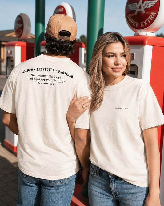 Leader • Protector • Provider | Nehemiah 4:14 Bible Christian Men's T-Shirt