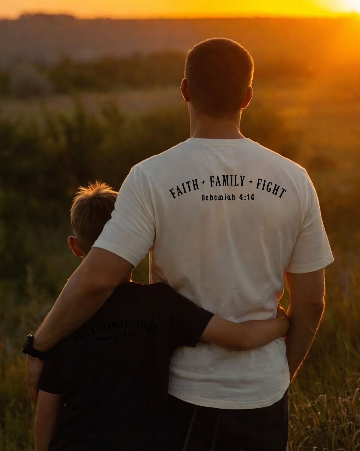Christian Shirt for Men - Faith. Family. Fight - Father's day Gift - Nehemiah 4:14 Men’s T-Shirt