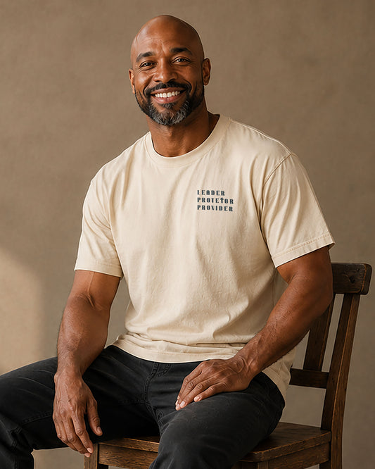 Christian Shirt For Men  - Leader. Protector. Provider. Nehemiah 4:14 - Father's Day Gift - Men’s Tee -Ivory Chest Print