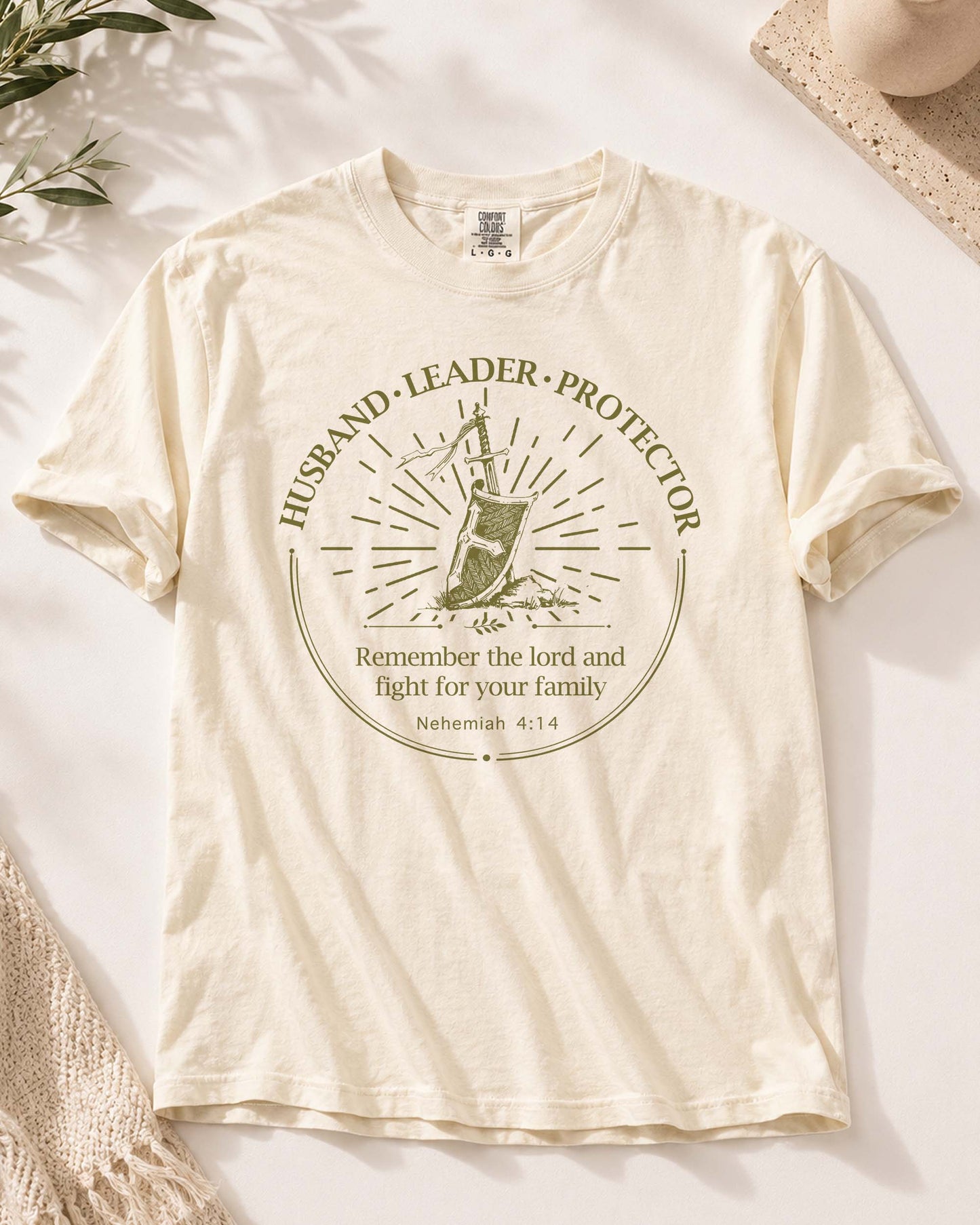 Remember the Lord | Husband • Leader • Protector | Nehemiah 4:14 Christian T-Shirt
