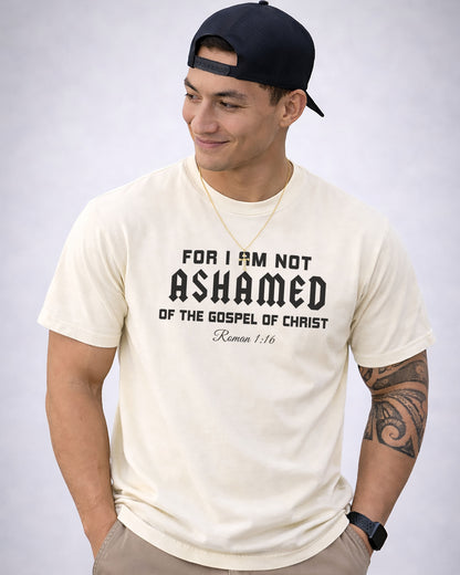 Not Ashamed of the Gospel – Romans 1:16 Christian Men T-Shirt