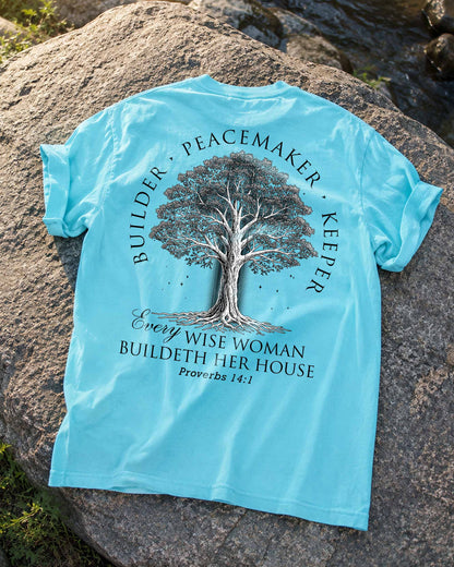 Builder • Peacemaker • Keeper – Proverbs 14:1 Christian Women's Vintage T-Shirt