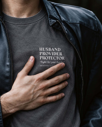 Husband Provider Protector | Nehemiah 4:14 | Minimalist Design