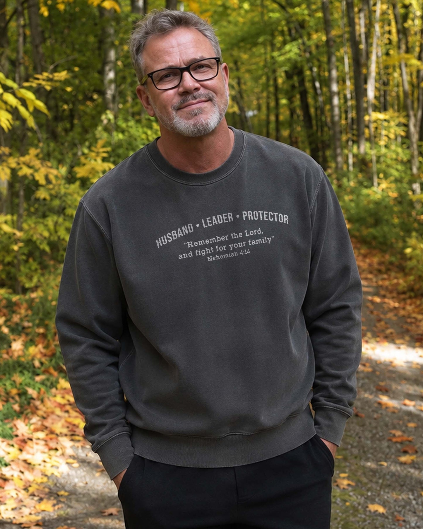 Husband • Leader • Protector – Nehemiah 4:14 Crewneck Sweatshirt