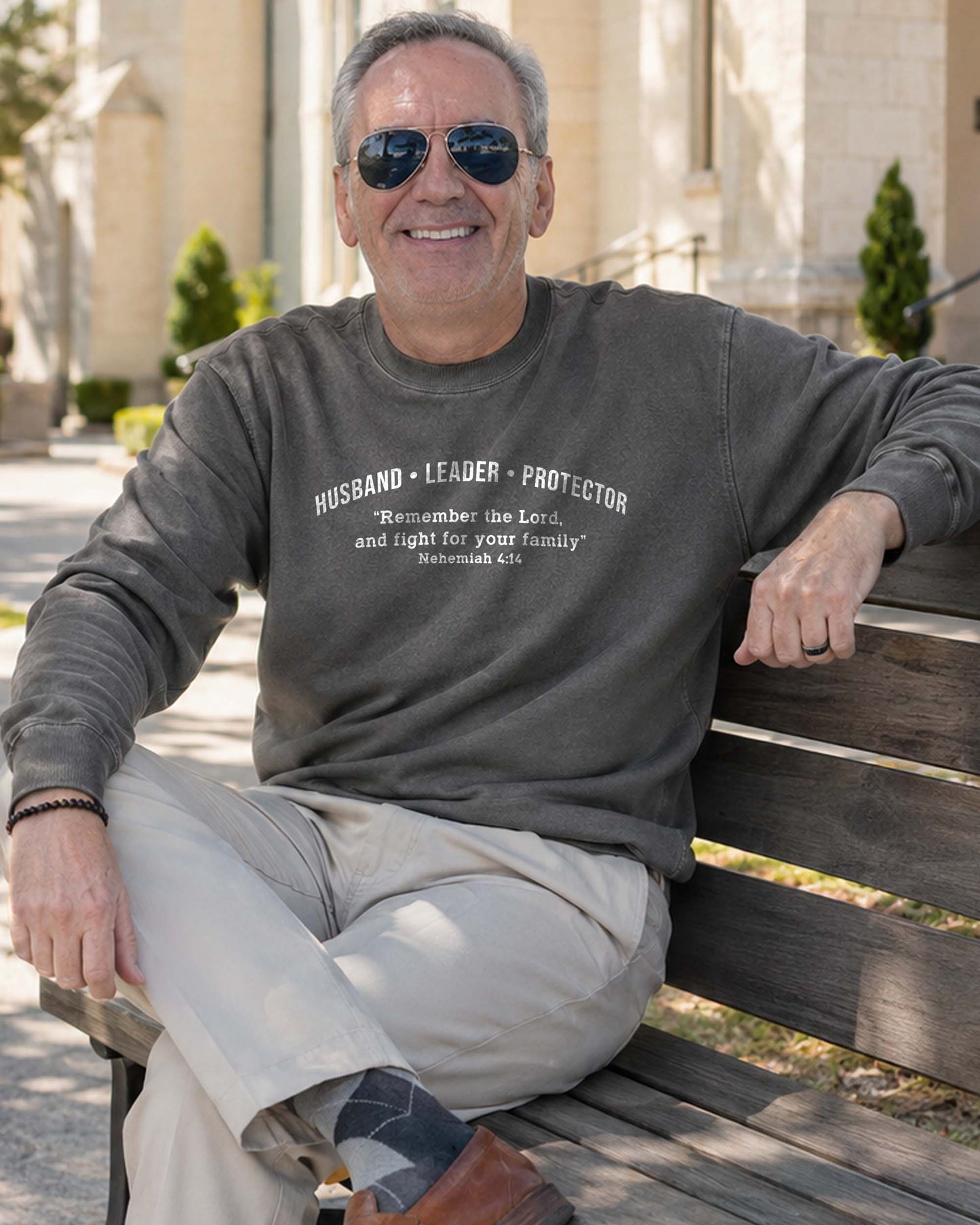 Husband • Leader • Protector – Nehemiah 4:14 Crewneck Sweatshirt