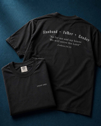 Husband • Father • Leader | Joshua 24:15 Christian Men's T-Shirt