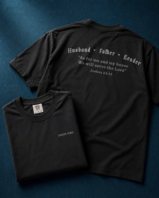 Husband • Father • Leader | Joshua 24:15 Christian Men's T-Shirt