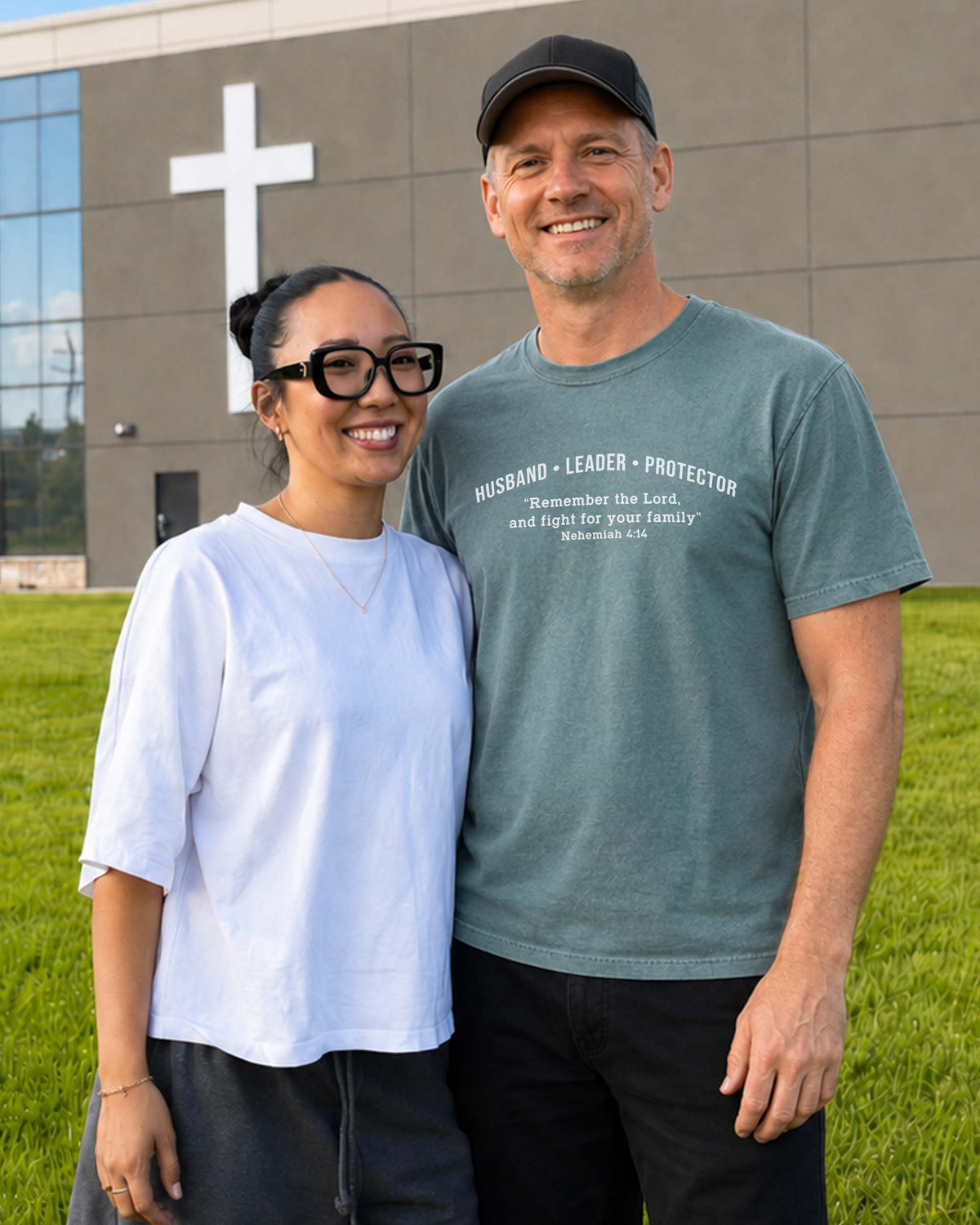 Husband • Leader • Protector | Nehemiah 4:14 Christian Men's T-Shirt