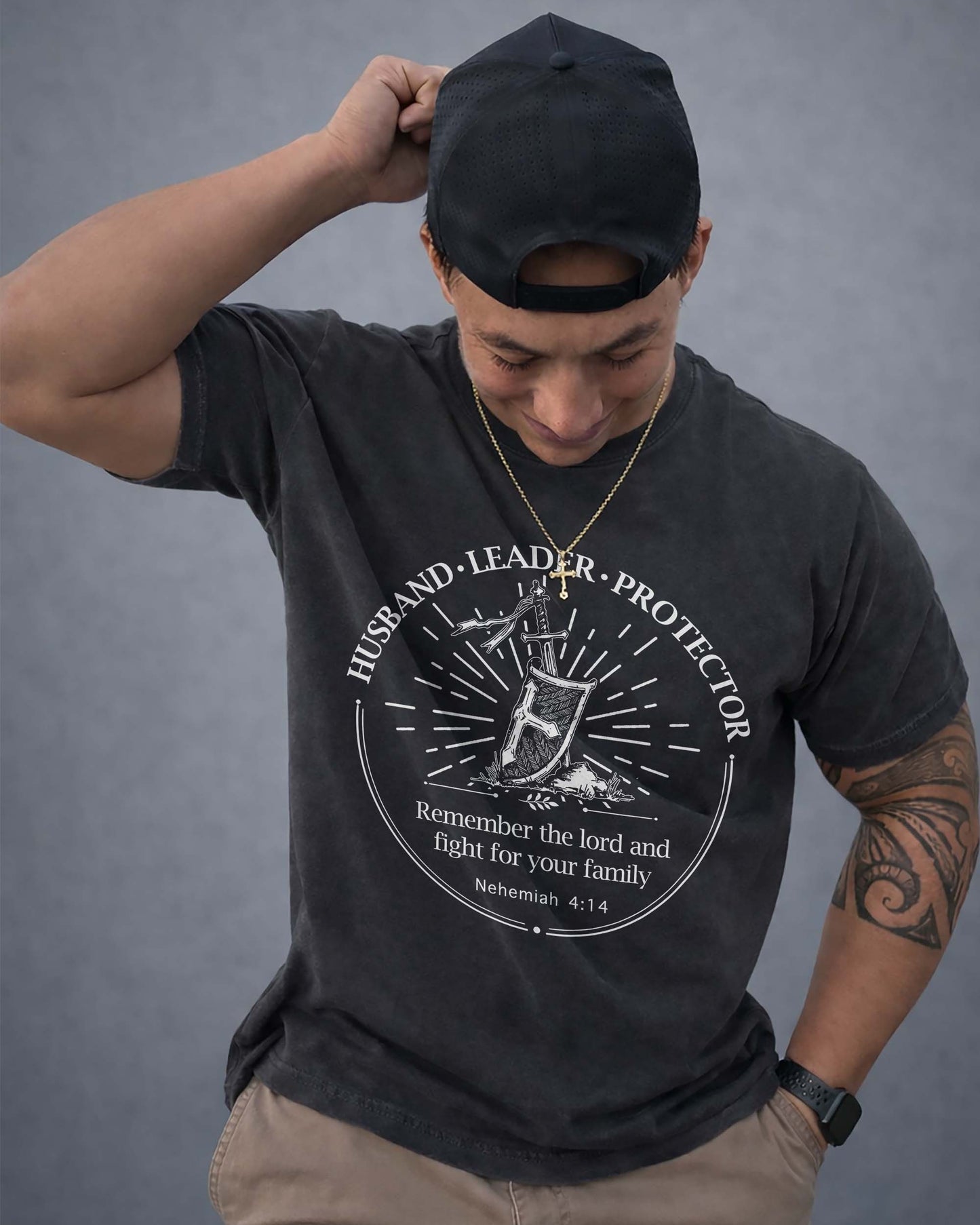 Remember the Lord | Husband • Leader • Protector | Nehemiah 4:14 Christian T-Shirt