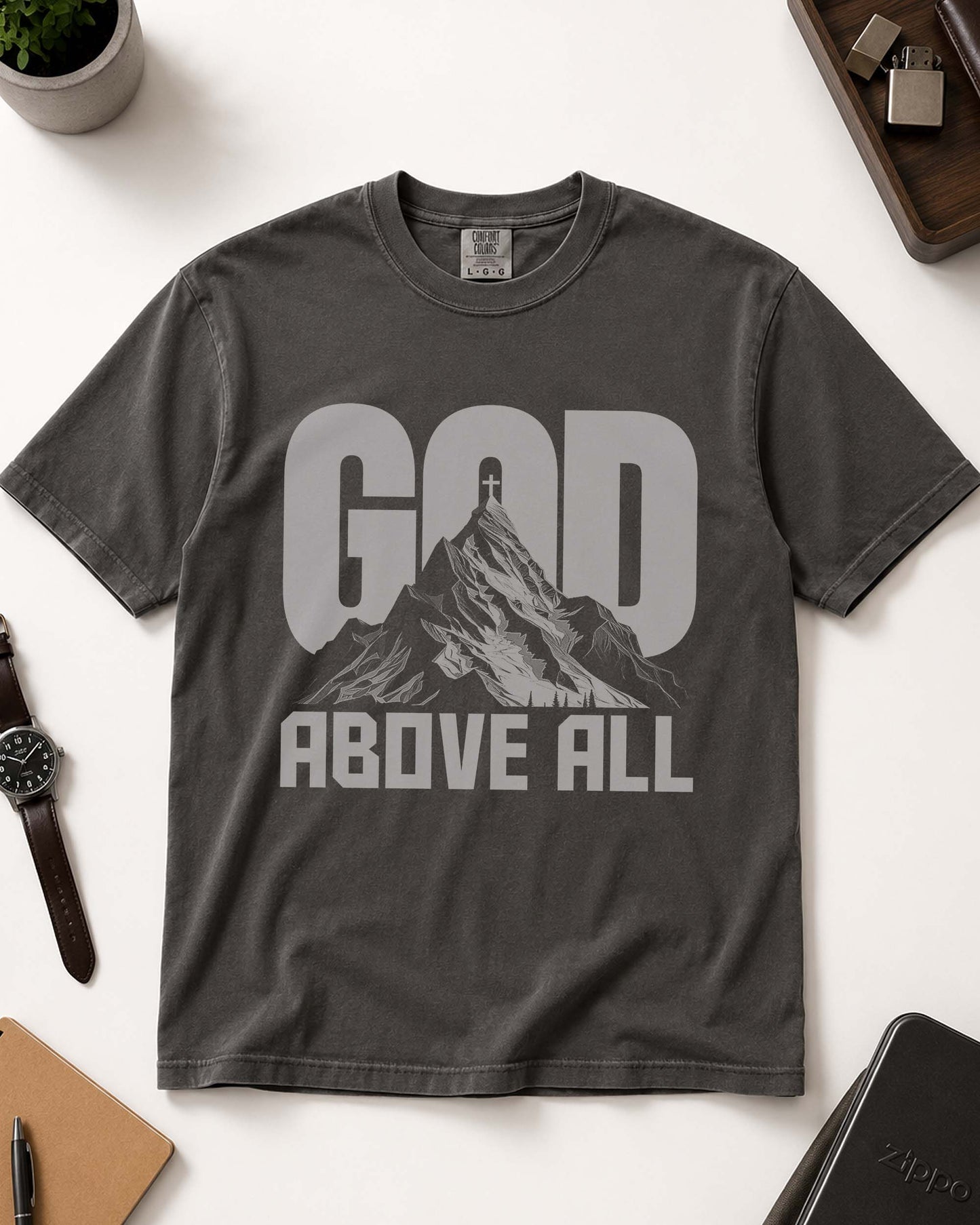 God Above All T-Shirt – Christian Men Faith Shirt - Black