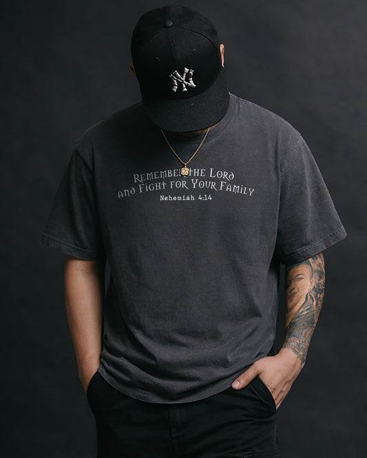 Remember the Lord - Nehemiah 4:14 - Father's day Gift - Husband Gift T Shirt