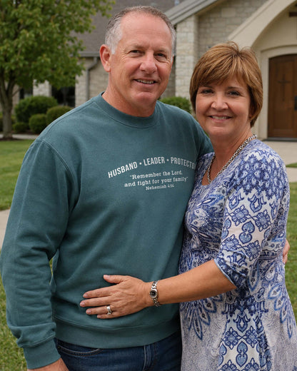 Husband • Leader • Protector – Nehemiah 4:14 Crewneck Sweatshirt