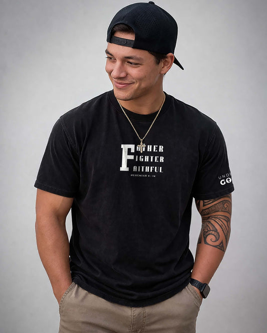 Father. Fighter. Faithful. | Nehemiah 4:14 Men’s Tee